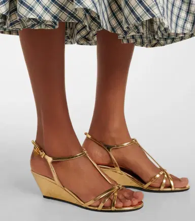 Prada Metallic leather wedge sandals | Thumbnail 6 Prada Metallic leather wedge sandals | Thumbnail 6