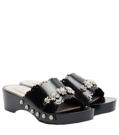 Simone Rocha Embellished leather clogs | Thumbnail 1 Simone Rocha Embellished leather clogs | Thumbnail 1