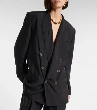 Saint Laurent Double-breasted silk blazer | Thumbnail 4 Saint Laurent Double-breasted silk blazer | Thumbnail 4