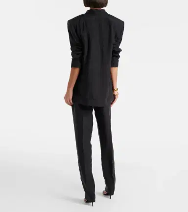 Saint Laurent Pleated silk straight pants | Thumbnail 2 Saint Laurent Pleated silk straight pants | Thumbnail 2