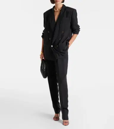Saint Laurent Pleated silk straight pants | Thumbnail 6 Saint Laurent Pleated silk straight pants | Thumbnail 6