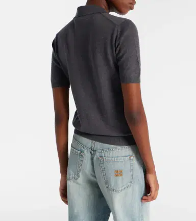 Miu Miu Logo wool polo sweater | Thumbnail 3 Miu Miu Logo wool polo sweater | Thumbnail 3