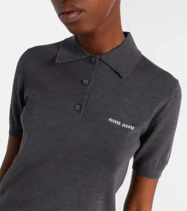 Miu Miu Logo wool polo sweater | Thumbnail 4 Miu Miu Logo wool polo sweater | Thumbnail 4