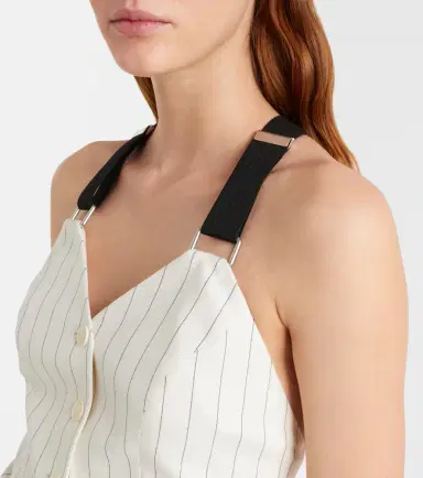 Ralph Lauren Collection Donnella pinstriped cotton, linen and wool bustier top | Thumbnail 2 Ralph Lauren Collection Donnella pinstriped cotton, linen and wool bustier top | Thumbnail 2
