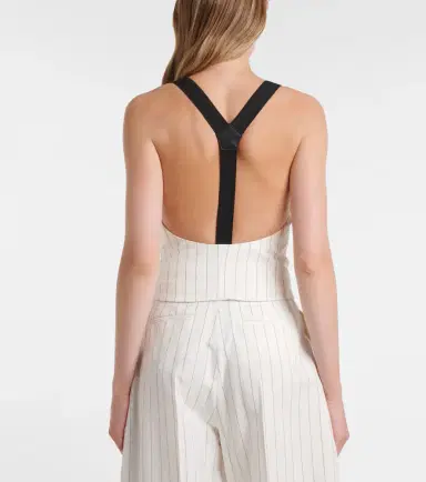 Ralph Lauren Collection Donnella pinstriped cotton, linen and wool bustier top | Thumbnail 3 Ralph Lauren Collection Donnella pinstriped cotton, linen and wool bustier top | Thumbnail 3