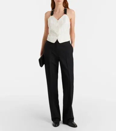 Ralph Lauren Collection Donnella pinstriped cotton, linen and wool bustier top | Thumbnail 4 Ralph Lauren Collection Donnella pinstriped cotton, linen and wool bustier top | Thumbnail 4