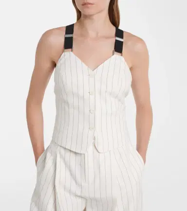 Ralph Lauren Collection Donnella pinstriped cotton, linen and wool bustier top | Thumbnail 5 Ralph Lauren Collection Donnella pinstriped cotton, linen and wool bustier top | Thumbnail 5