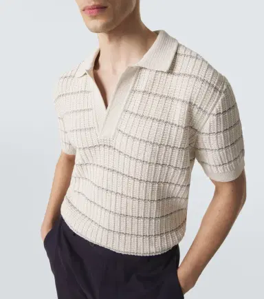 Brioni Embroidered cotton and linen polo shirt | Thumbnail 2 Brioni Embroidered cotton and linen polo shirt | Thumbnail 2