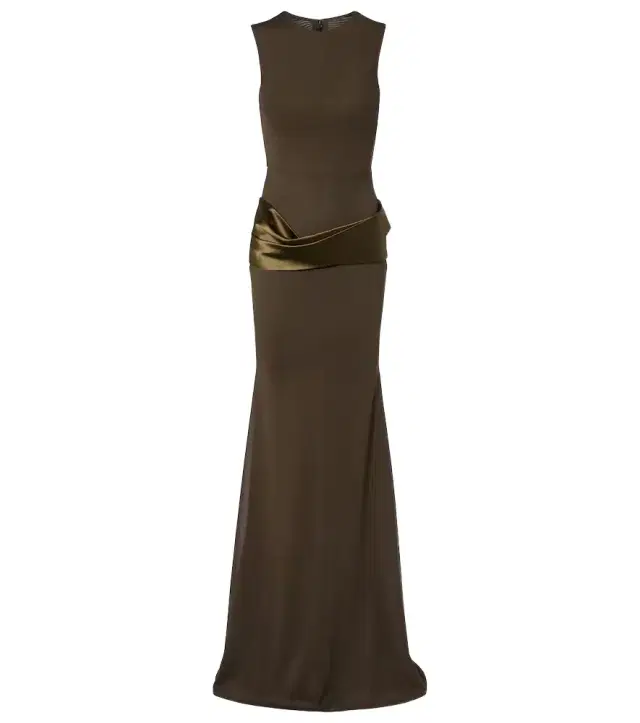 Satin-trimmed gown Satin-trimmed gown