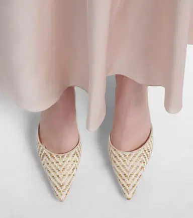 Manolo Blahnik Carolyne leather-trimmed woven mules | Thumbnail 5 Manolo Blahnik Carolyne leather-trimmed woven mules | Thumbnail 5