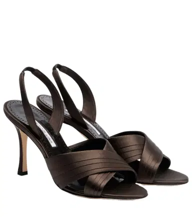 Manolo Blahnik Viera satin slingback sandals | Thumbnail 1 Manolo Blahnik Viera satin slingback sandals | Thumbnail 1