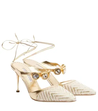 Manolo Blahnik Soria embellished leather-trimmed pumps | Thumbnail 1 Manolo Blahnik Soria embellished leather-trimmed pumps | Thumbnail 1