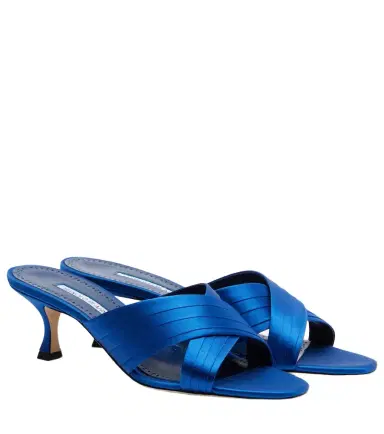Manolo Blahnik Viera 50 satin mules | Thumbnail 1 Manolo Blahnik Viera 50 satin mules | Thumbnail 1