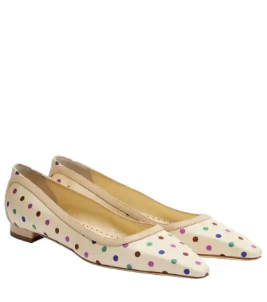 Manolo Blahnik Filotas leather-trimmed polka-dot ballet flats | Thumbnail 1 Manolo Blahnik Filotas leather-trimmed polka-dot ballet flats | Thumbnail 1