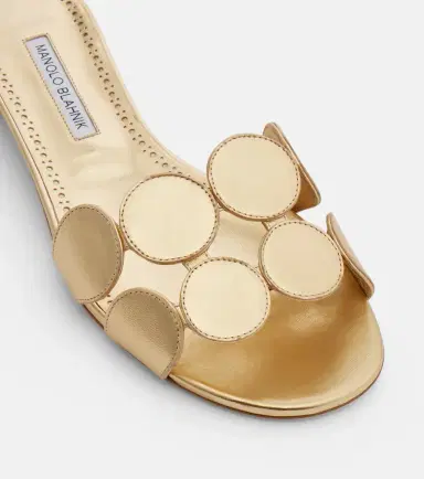 Manolo Blahnik Haribalmuflat metallic leather slides | Thumbnail 2 Manolo Blahnik Haribalmuflat metallic leather slides | Thumbnail 2