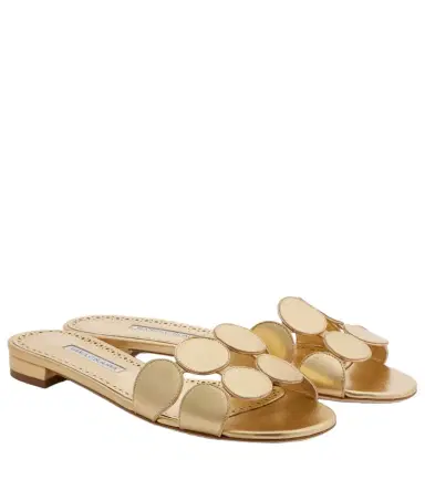 Manolo Blahnik Haribalmuflat metallic leather slides | Thumbnail 1 Manolo Blahnik Haribalmuflat metallic leather slides | Thumbnail 1