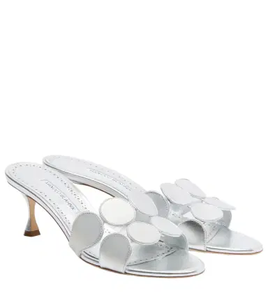 Manolo Blahnik Haribalmu 50 metallic leather mules | Thumbnail 1 Manolo Blahnik Haribalmu 50 metallic leather mules | Thumbnail 1
