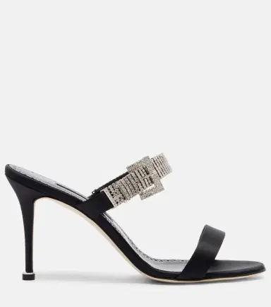 Manolo Blahnik Fibolta 90 embellished satin mules | Thumbnail 3 Manolo Blahnik Fibolta 90 embellished satin mules | Thumbnail 3