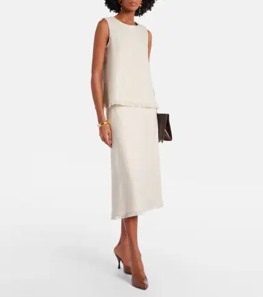 'S Max Mara Fiocchi linen and cotton midi skirt | Thumbnail 4 'S Max Mara Fiocchi linen and cotton midi skirt | Thumbnail 4
