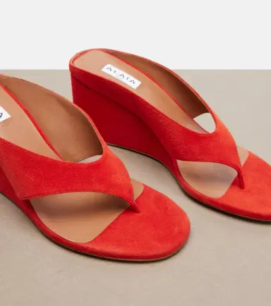 Alaïa Alaïa Cube suede wedge thong sandals | Thumbnail 4 Alaïa Alaïa Cube suede wedge thong sandals | Thumbnail 4