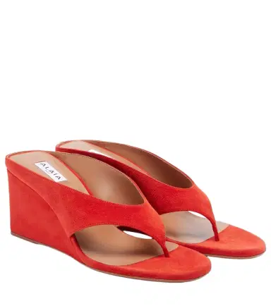 Alaïa Alaïa Cube suede wedge thong sandals | Thumbnail 1 Alaïa Alaïa Cube suede wedge thong sandals | Thumbnail 1