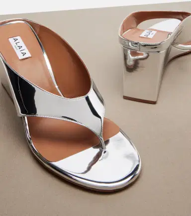 Alaïa Alaïa Cube mirrored wedge thong sandals | Thumbnail 2 Alaïa Alaïa Cube mirrored wedge thong sandals | Thumbnail 2