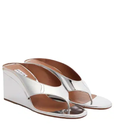 Alaïa Alaïa Cube mirrored wedge thong sandals | Thumbnail 1 Alaïa Alaïa Cube mirrored wedge thong sandals | Thumbnail 1