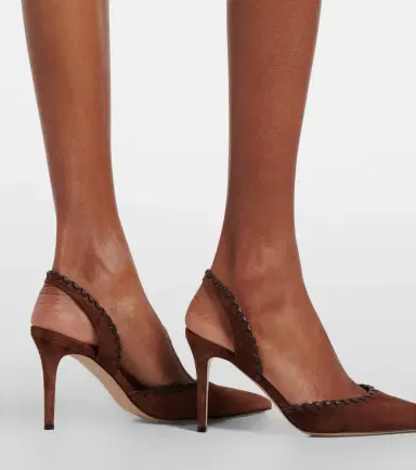 Gianvito Rossi Leather-trimmed suede slingback pumps | Thumbnail 5 Gianvito Rossi Leather-trimmed suede slingback pumps | Thumbnail 5