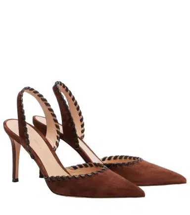 Gianvito Rossi Leather-trimmed suede slingback pumps | Thumbnail 1 Gianvito Rossi Leather-trimmed suede slingback pumps | Thumbnail 1