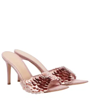 Gianvito Rossi Elle sequined suede-trimmed mesh mules | Thumbnail 1 Gianvito Rossi Elle sequined suede-trimmed mesh mules | Thumbnail 1