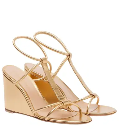 Gianvito Rossi Metallic leather wedge sandals | Thumbnail 1 Gianvito Rossi Metallic leather wedge sandals | Thumbnail 1