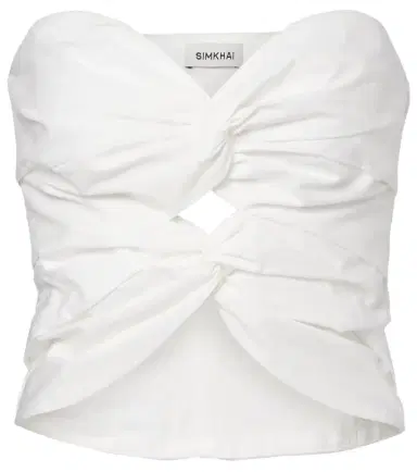 Simkhai Cornelia cutout ruched cotton-blend top | Thumbnail 1 Simkhai Cornelia cutout ruched cotton-blend top | Thumbnail 1