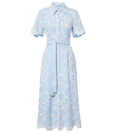 Simkhai Audria embroidered linen-blend midi dress | Thumbnail 1 Simkhai Audria embroidered linen-blend midi dress | Thumbnail 1