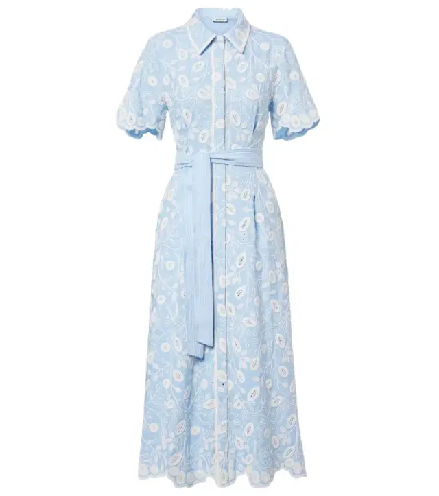 Audria embroidered linen-blend midi dress Audria embroidered linen-blend midi dress
