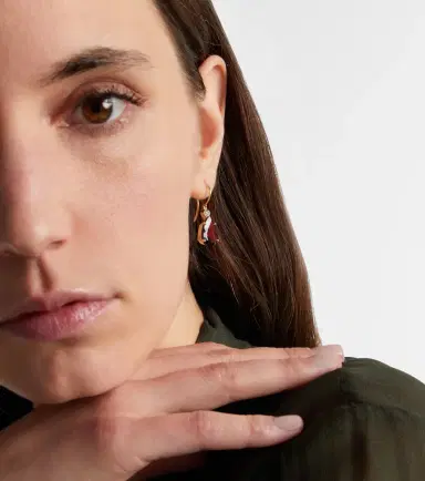 Ileana Makri 14kt gold earrings with garnets and diamonds | Thumbnail 3 Ileana Makri 14kt gold earrings with garnets and diamonds | Thumbnail 3