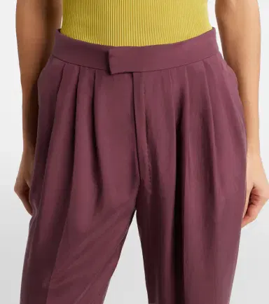 Saint Laurent Pleated silk straight pants | Thumbnail 3 Saint Laurent Pleated silk straight pants | Thumbnail 3