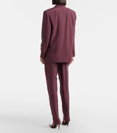 Saint Laurent Pleated silk straight pants | Thumbnail 5 Saint Laurent Pleated silk straight pants | Thumbnail 5