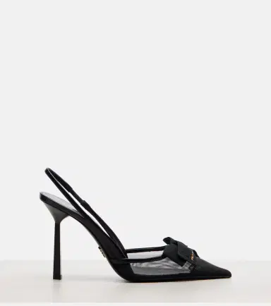 Prada 100 leather-trimmed mesh slingback pumps | Thumbnail 3 Prada 100 leather-trimmed mesh slingback pumps | Thumbnail 3
