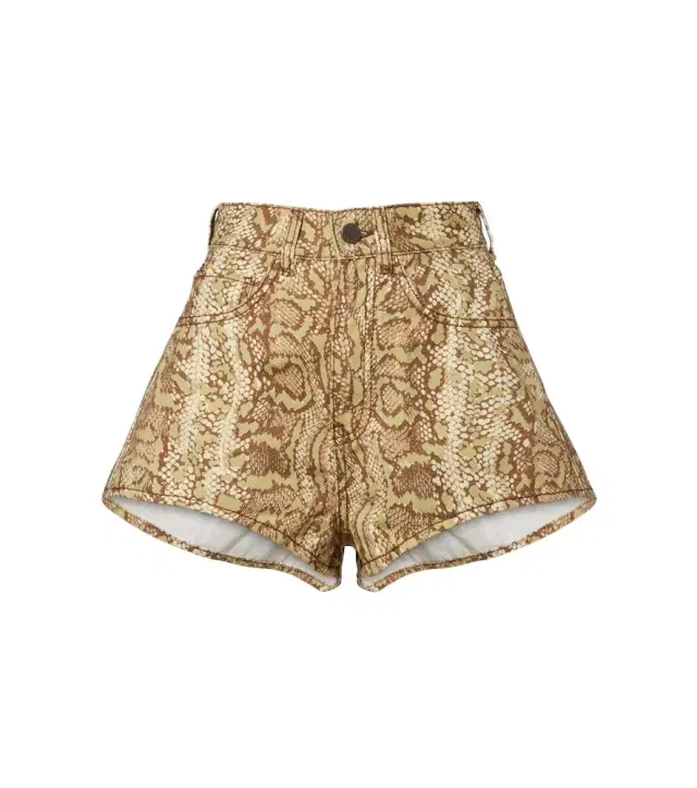 Alémais Boa snake-print denim shorts Alémais Boa snake-print denim shorts