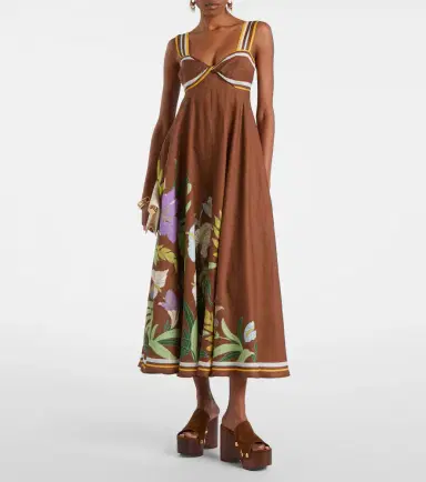 ALÉMAIS Alémais Alfie floral linen midi dress | Thumbnail 2 ALÉMAIS Alémais Alfie floral linen midi dress | Thumbnail 2
