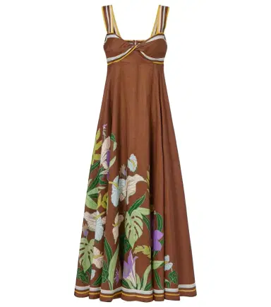 ALÉMAIS Alémais Alfie floral linen midi dress | Thumbnail 1 ALÉMAIS Alémais Alfie floral linen midi dress | Thumbnail 1