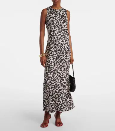 Asceno Valencia printed silk twill maxi dress | Thumbnail 3 Asceno Valencia printed silk twill maxi dress | Thumbnail 3