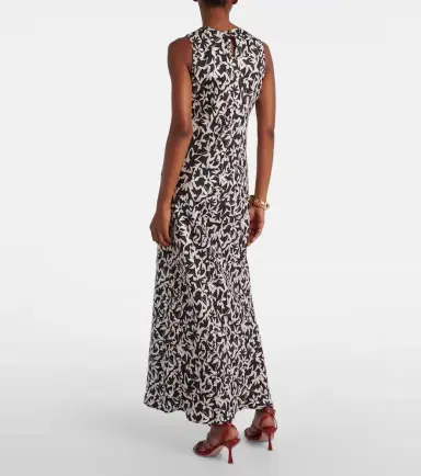 Asceno Valencia printed silk twill maxi dress | Thumbnail 4 Asceno Valencia printed silk twill maxi dress | Thumbnail 4