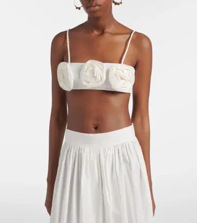 ADRIANA DEGREAS Floral-appliqué cotton-blend bandeau top | Thumbnail 4 ADRIANA DEGREAS Floral-appliqué cotton-blend bandeau top | Thumbnail 4