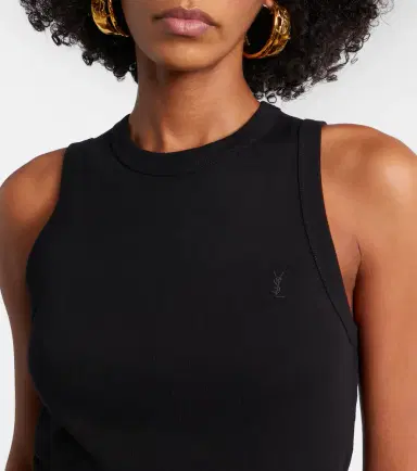 Saint Laurent Cassandre ribbed-knit cotton tank top | Thumbnail 3 Saint Laurent Cassandre ribbed-knit cotton tank top | Thumbnail 3