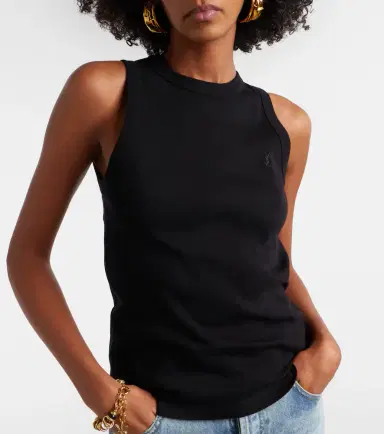 Saint Laurent Cassandre ribbed-knit cotton tank top | Thumbnail 4 Saint Laurent Cassandre ribbed-knit cotton tank top | Thumbnail 4