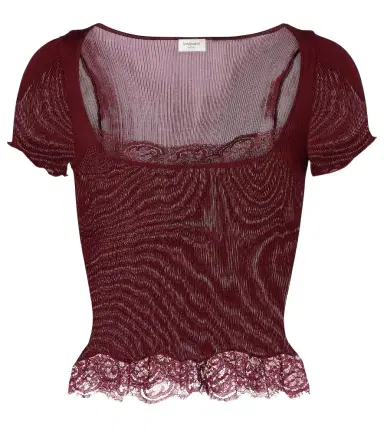 Saint Laurent Scalloped silk satin top | Thumbnail 1 Saint Laurent Scalloped silk satin top | Thumbnail 1