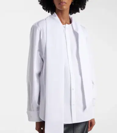 Saint Laurent Tie-neck cotton poplin shirt | Thumbnail 3 Saint Laurent Tie-neck cotton poplin shirt | Thumbnail 3
