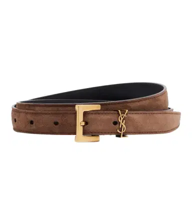 Saint Laurent Cassandre suede belt | Thumbnail 1 Saint Laurent Cassandre suede belt | Thumbnail 1
