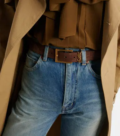 Saint Laurent Cassandre suede belt | Thumbnail 3 Saint Laurent Cassandre suede belt | Thumbnail 3